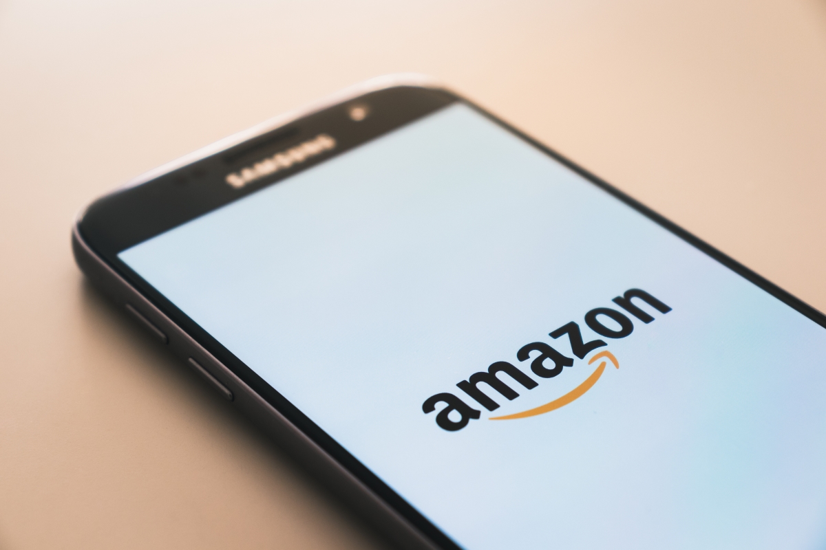 phone displaying Amazon logo one of the top ad platforms