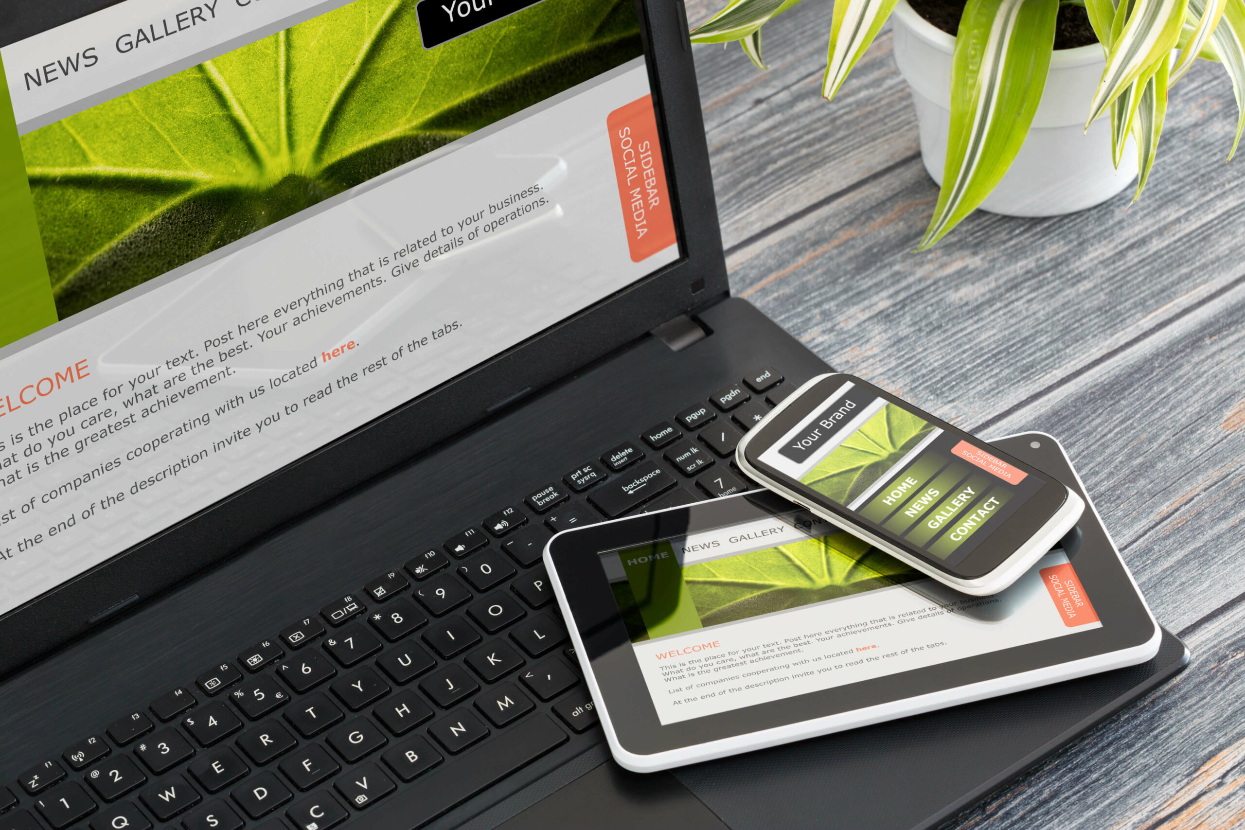 website design on multiple devices